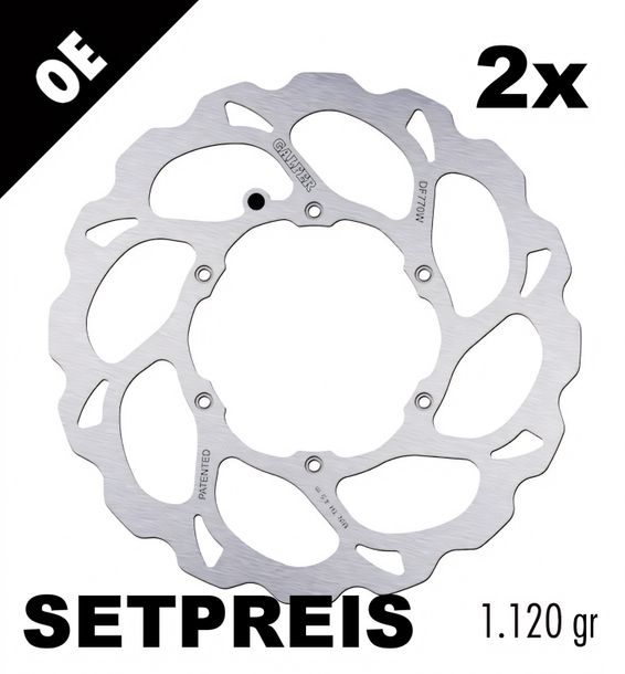 Bremsscheibe Set Galfer 2x DF770W WAVE® mit ECE R90 Zulassung, starr vorne 300x5mm für KTM Adventure R S 990 ccm Bj. 2006 - 2014