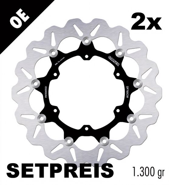 Remschijf Set Galfer 2x DF785CW WAVE® met ECE R90-goedkeuring, zwevend voor 320x5mm voor KTM Adventure R Super 1050 - 1290 ccm Bouwjaar 2008 - 2023