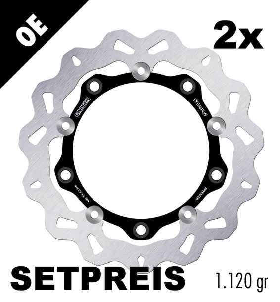 Brake disc Set Galfer 2x DF816FLW WAVE® with ECE R90 approval, floating front 270x5mm for BMW C Sport ABS Highline, Triumph Tiger XC XCA XRX GT Yamaha YP R X-Max 400 -