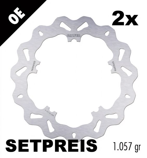 Remschijf Set Galfer 2x DF823PW WAVE® met ECE R90-goedkeuring, stijf voor 292x5mm voor Harley Davidson VRSCA V-Rod VR1 VRSCB 1130 ccm Bouwjaar 2001 - 2005