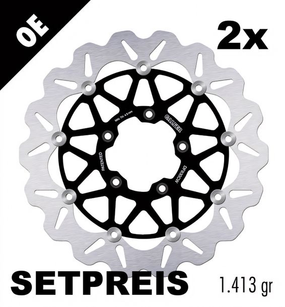 Bremsscheibe Set Galfer 2x DF830CW WAVE® mit ECE R90 Zulassung, schwimmend vorne 320x5mm für MV Agusta Brutale Dragster F3 Turismo Veloce Lusso Rivale Super ABS 675 / 800 ccm Bj. 2011 - 2025