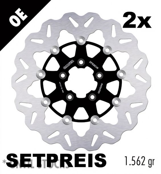Remschijf Set Galfer 2x DF835CW WAVE® met ECE R90-goedkeuring, zwevend voor 300x5mm voor Harley Davidson CVO Limited FLHTKSE Street Glide FLHXSE FLTR Road Sportster Custom Bouwjaar 2004 - 2024