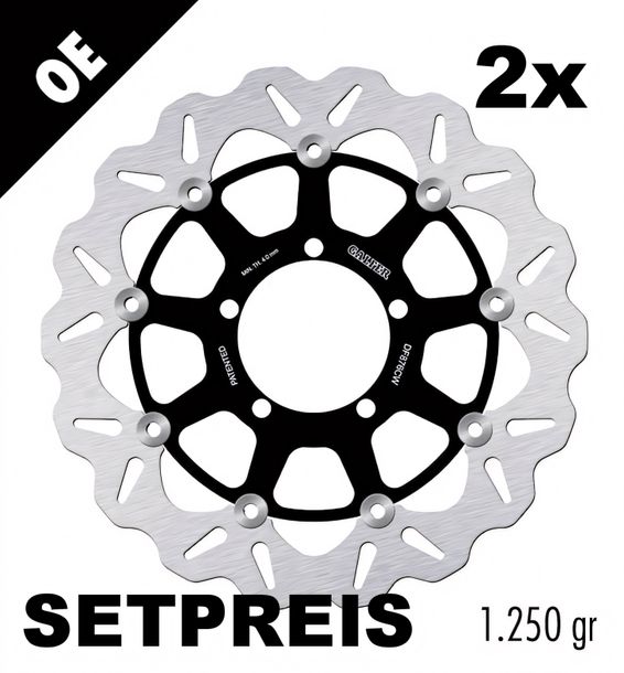 Bremsscheibe Set Galfer 2x DF876CW WAVE® mit ECE R90 Zulassung, schwimmend vorne 310x4,5mm für Triumph Daytona R Street Triple 675 ccm Bj. 2006 - 2018