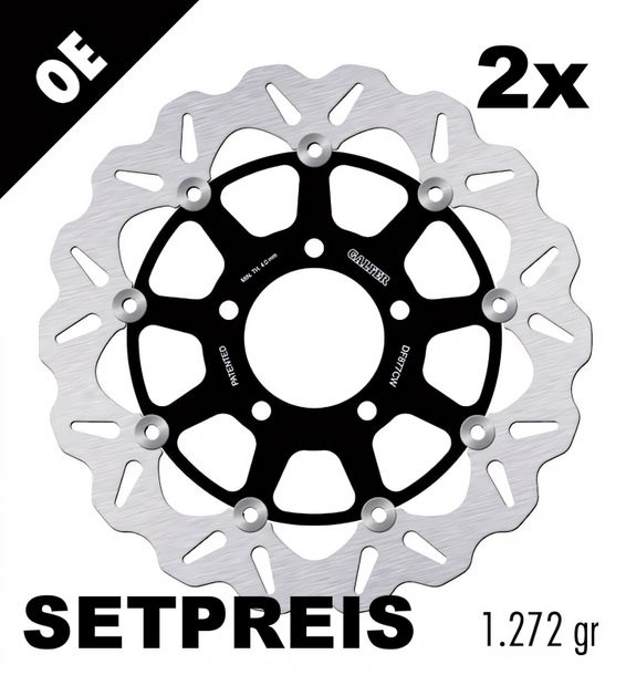 Bremsscheibe Set Galfer 2x DF877CW WAVE® mit ECE R90 Zulassung, schwimmend vorne 310x4,5mm für Triumph Daytona Speed Four TT 600 / 650 ccm Bj. 2000 - 2005