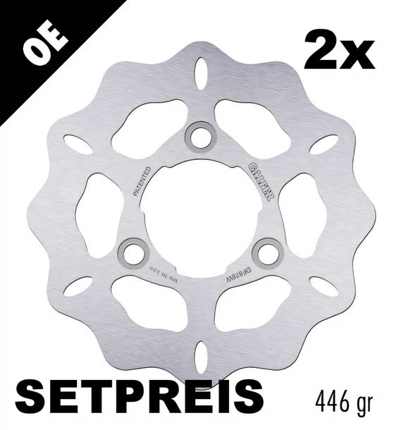 Bremsscheibe Set Galfer 2x DF878W WAVE® mit ECE R90 Zulassung, starr vorne 180x4mm für Kymco MXU IRS DX i 4WD Wide R S Maxxer KXR Sport LC 250 - 500 ccm