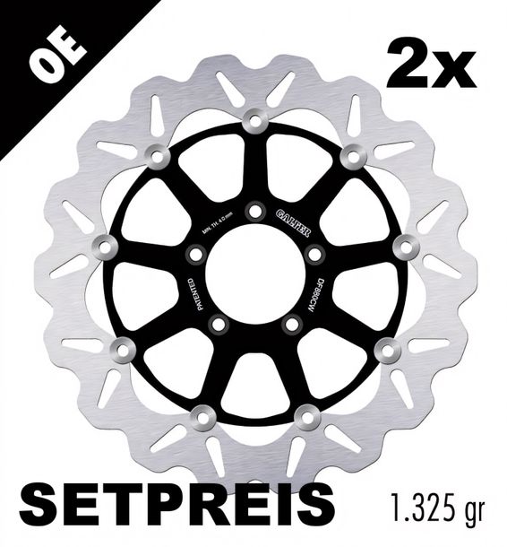 Remschijf Set Galfer 2x DF880CW WAVE® met ECE R90-goedkeuring, zwevend voor 320x4,5mm voor Ducati Monster S ABS Superbike Streetfighter S4R Testastretta Evo Panigale 749 Bouwjaar 2003 - 2024