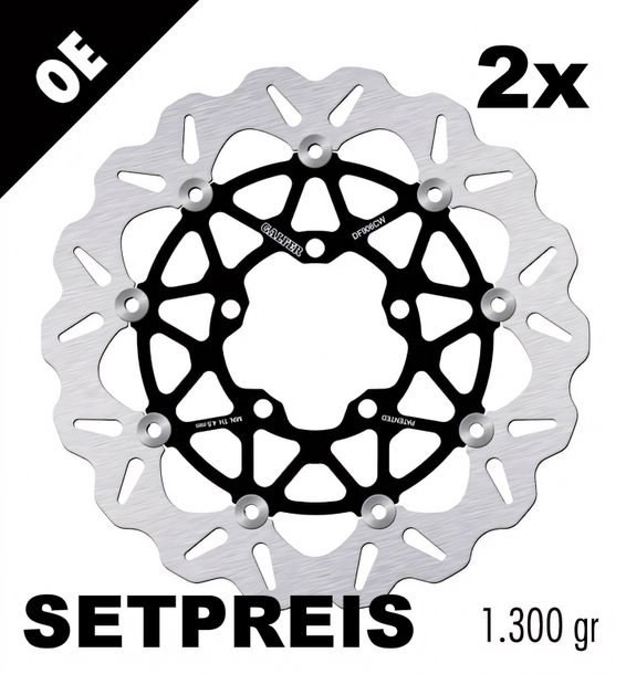 Bremsscheibe Set Galfer 2x DF906CW WAVE® mit ECE R90 Zulassung, schwimmend vorne 309,5x5mm für Triumph Bonneville Thruxton EFI R Daytona Street Triple RS S Speed Twin 660 - Bj. 2009 - 2025