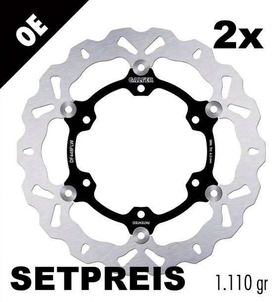 Bremsscheibe Set Galfer 2x DF448FLW WAVE® mit ECE R90 Zulassung, schwimmend vorne 298x4,5mm
