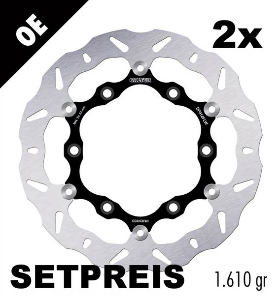 Remschijf Set Galfer 2x DF914FLW WAVE® met ECE R90-goedkeuring, zwevend voor 310x5,5mm voor Triumph Bonneville T100 Scrambler 800 / 900 ccm Bouwjaar 2001 - 2014