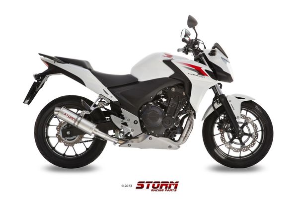 Uitlaat Storm SLIP-ON GP RVS met ABE voor Honda CB F CBR R X 500 ccm Bj. 2013 - 2016