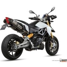 Auspuffanlage Mivv 2 SLIP-ON Edelstahl mit Carbon Kappe Suono Sport für Aprilia SMV Dorsoduro / ABS 1200 ccm Bj. 2011 - 2014