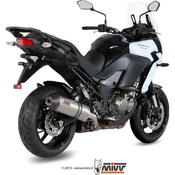 Auspuffanlage Mivv SLIP-ON Titan mit Carbon Kappe Oval Sport für Kawasaki KLZ Versys 1000 ccm Bj. 2015