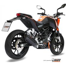Sistema de Escape Mivv Completo 1x1 Aço Inoxidável Preto Suono Sport para KTM Duke 125 / 200 ccm Ano 2011 - 2015
