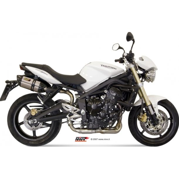 Auspuffanlage Mivv 2 SLIP-ON Edelstahl mit Carbon Kappe Suono Sport für Triumph Street Triple / R 675 ccm Bj. 2007 - 2012