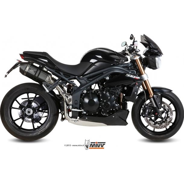 Auspuffanlage Mivv 2 SLIP-ON Edelstahl schwarz Speed Edge Sport für Triumph Speed Triple R EFI / 1050 ccm Bj. 2011 - 2016