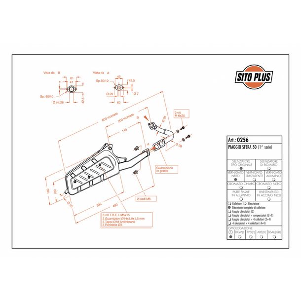 Auspuffanlage LeoVince Komplettanlage SITO PLUS, Stahl für Piaggio Sfera 50 – Bild 5
