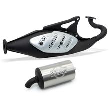 Auspuffanlage komplett LeoVince SITOPLUS mit Zulassung, Stahl für Aprilia Rally AC / LC 50 1995 - 2004 / SR 50 liegend AC / LC / SR WWW AC / Racing LC 1997 - 2002 / SR Netscaper AC 1997 - 2000 / SR Stealth liegend LC 1998 - 2002
