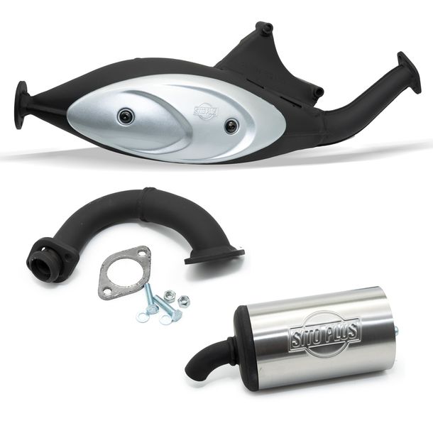 Impianto di scarico completo LeoVince SITOPLUS con omologazione, in acciaio per Gilera Runner 50 Anno di fabbricazione 1997 - 2000 E1 / Stalker Anno di fabbricazione 1997 - 2004 E1 / Piaggio NRG=MC2 Anno di fabbricazione 1997 - 1998 E1 / NR