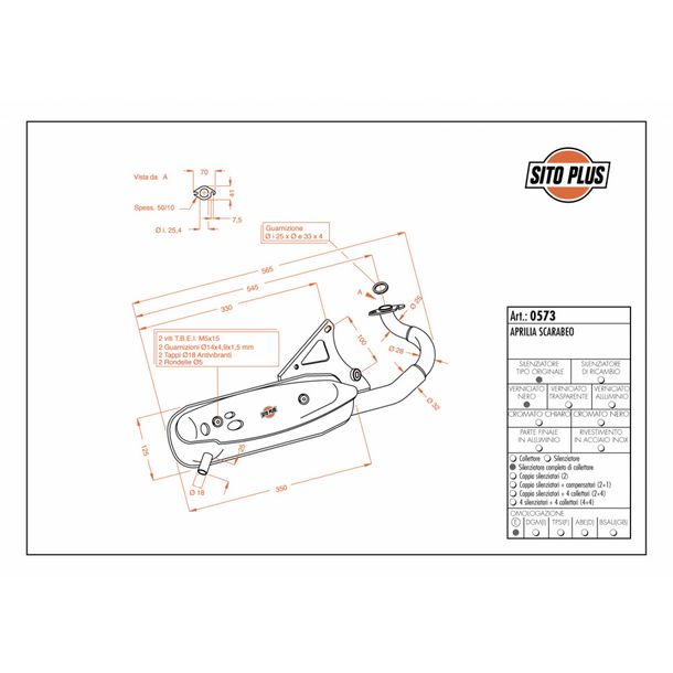 Impianto di scarico completo LeoVince SITOPLUS con omologazione, acciaio per Aprilia Scarabeo 50 Anno 1993 - 1997