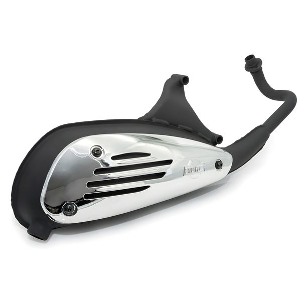 Auspuffanlage komplett LeoVince SITOPLUS mit Zulassung, Stahl & Chrom Hitzeschild für Piaggio Liberty 4-Takt 50 Bj. 2000 - 2006 / Vespa ET4 4-Takt