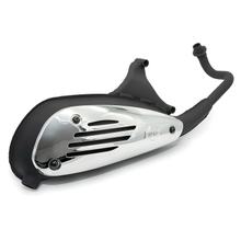 Auspuffanlage komplett LeoVince SITOPLUS mit Zulassung, Stahl & Chrom Hitzeschild für Piaggio Liberty 4-Takt 50 Bj. 2000 - 2006 / Vespa ET4 4-Takt