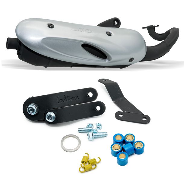 Complete exhaust system LeoVince SITO with approval, steel for MBK Ovetto / Yamaha Neo's 50 2-stroke year 2002 - 2012