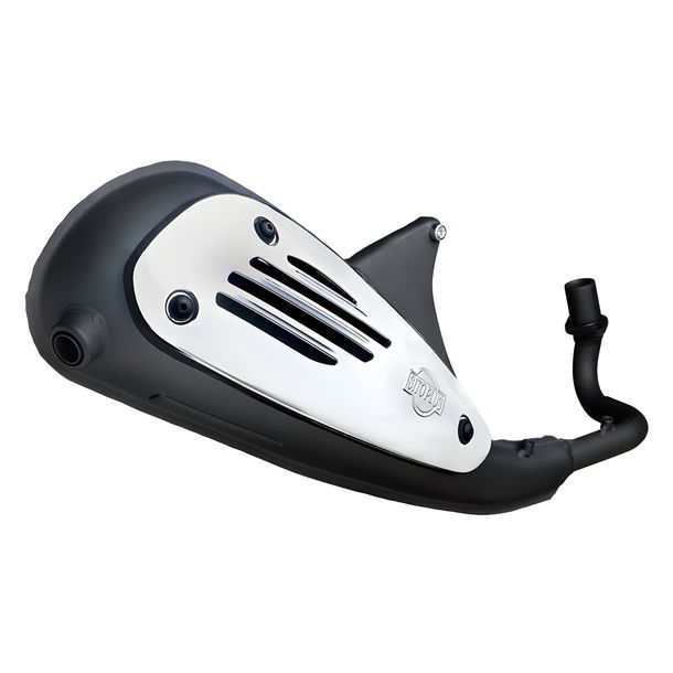 Système d'échappement complet LeoVince SITOPLUS avec homologation, protection thermique en acier et chrome pour Vespa LX 50 4-temps 4 soupapes Année de fabrication 2009 - 2014