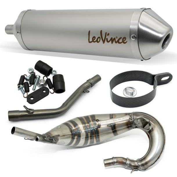 Auspuffanlage komplett LeoVince X-FIGHT mit Zulassung, Edelstahl für Rieju MRT 50 / Pro / SM Bj. 2009 - 2012