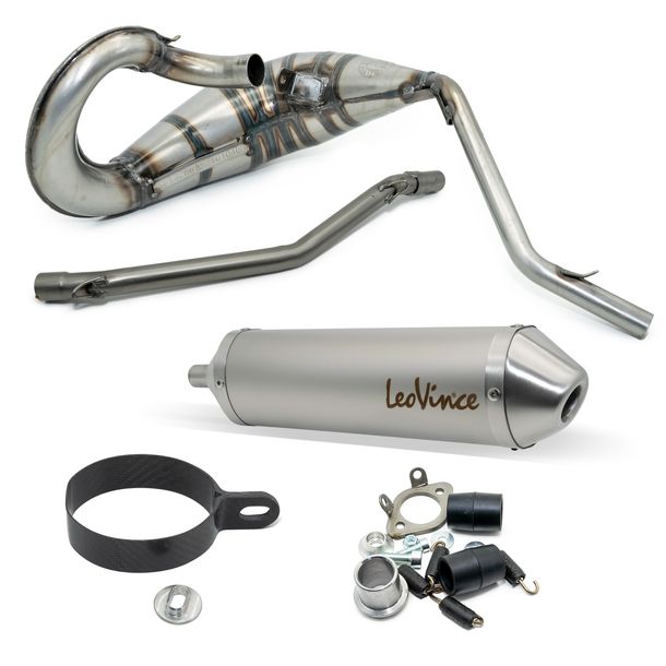 Ligne d'échappement complète LeoVince X-FIGHT avec homologation, en acier inoxydable pour Derbi Senda PRO R / SM 50