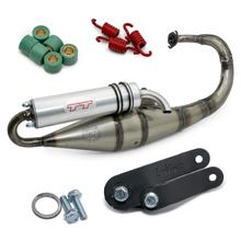 Auspuffanlage komplett LeoVince HAND MADE TT mit Zulassung, Aluminium für Peugeot Speedfight 2 50 AC / LC / X-Fight 50 WRC LC Bj. 2002 - 2003