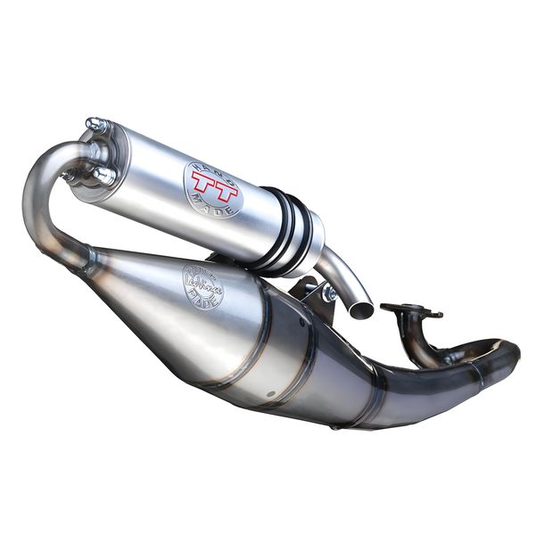 Système d'échappement complet LeoVince HAND MADE TT avec homologation, aluminium pour Piaggio Typhoon 2-temps 50 année 2002 - 2011 / Zip Fast Rider / Zip Kat AC année 1999