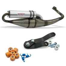 Kompletní výfukový systém LeoVince HAND MADE TT s homologací, hliník pro Aprilia SR 50 Motard 2-takt 50 2012 - 2017 / Gilera Ice Kat 2001 / Piaggio Fly AC 50 2005 / Typhoon 2-takt 2012 - 2020 / Zip 2-takt 2009 - 2012