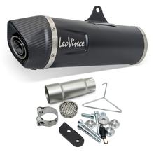 Endschalldämpfer LeoVince NERO mit Zulassung, Edelstahl schwarz, Carbon Kappe für Peugeot Metropolis 400i Bj. 2013 - 2016 E3