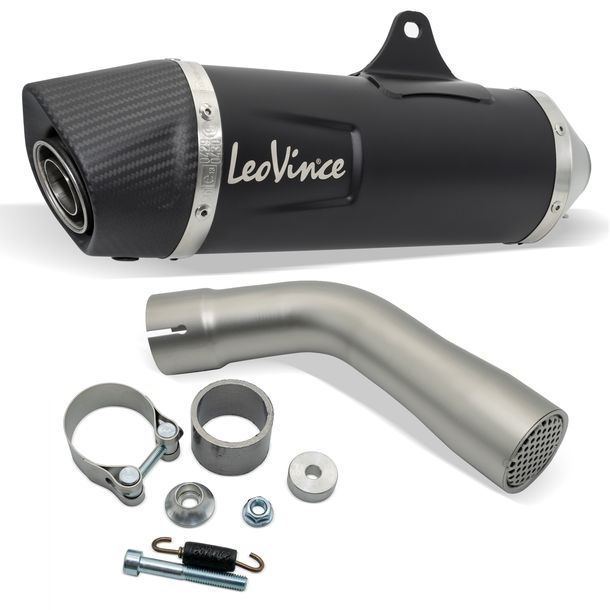 Endschalldämpfer LeoVince NERO mit Zulassung, Edelstahl schwarz, Carbon Kappe für Suzuki SV 650 Bj. 2016 - 2024 E4 / E5 / SV 650 X Bj. 2018 - 2023 E4 / E5