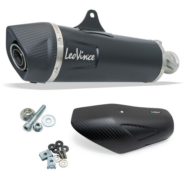 Silenciador final LeoVince NERO com homologação, aço inoxidável preto, tampa de carbono e escudo térmico para KTM Adventure 1050 ano 2015 - 2016 E3 / Adventure / R 1190 ano 2013 - 20216 E3 / Super Adventure 1290 ano 2015 - 2016 E3