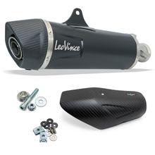 Silenziatore posteriore LeoVince NERO omologato, acciaio inossidabile nero, tappo in carbonio e paracalore per KTM Adventure 1050 anno 2015 - 2016 E3 / Adventure / R 1190 anno 2013 - 20216 E3 / Super Adventure 1290 anno 2015 - 2016 E3