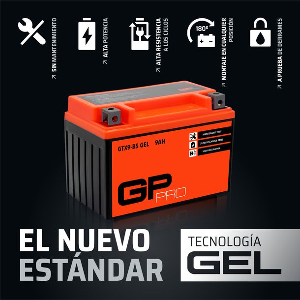 Batería 12V 9Ah GEL GP-PRO GTX9-BS moto scooter simile YTX9-BS YTX9L-BS 50812 – Bild 2