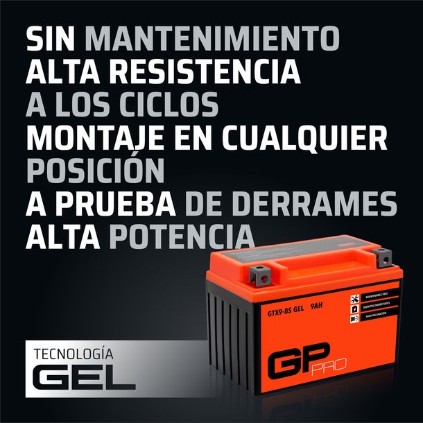 Batería 12V 9Ah GEL GP-PRO GTX9-BS moto scooter simile YTX9-BS YTX9L-BS 50812 – Bild 7
