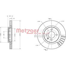 Voorremschijven 2 stuks 6110337 Metzger vooras voor Seat Cordoba/Ibiza II/Toledo I/VW Corrado/Golf II/Passat