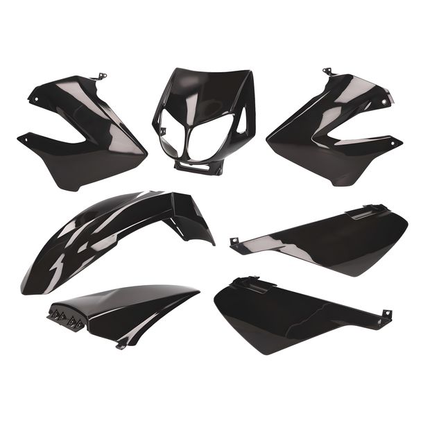 Zwarte kuipset voor Derbi Senda R, SM X-Treme, SM DRD