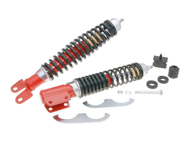 Kit telaio/set ammortizzatori Carbone Sport rosso/nero per LML Star, Deluxe, Vespa PX, PE