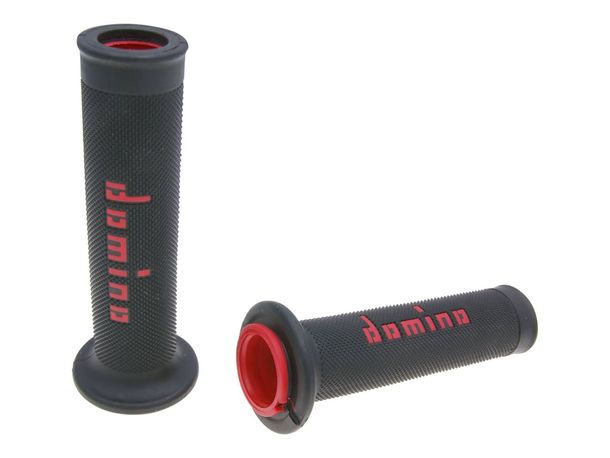Domino A010 On-Road handvatenset zwart/rood met open uiteinden