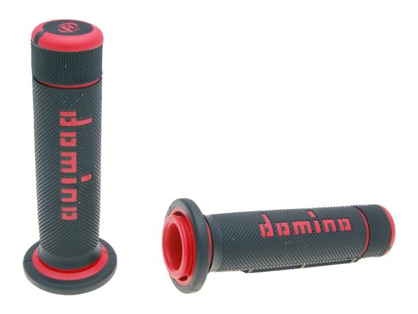 Domino A180 ATV duimgasgreepset 22/22mm zwart/rood