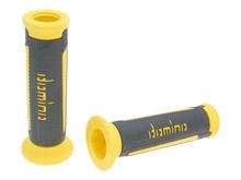 Jeu de poignées Domino A350 route gris anthracite/jaune avec extrémités ouvertes