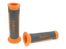 Set manopole Domino A350 on-road grigio antracite/arancione con estremità aperte