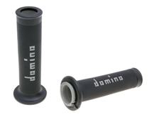 Punhos Domino A010 On-Road pretos / cinzentos com extremidades abertas