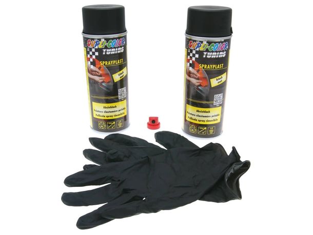 Set di pittura peel-off Dupli-Color Sprayplast nero opaco 2x400 ml