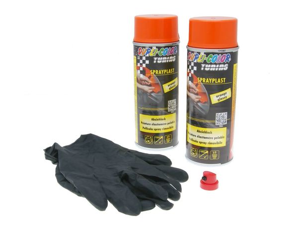 Set di vernice peel-off Dupli-Color Sprayplast arancione lucido 2 x 400 ml