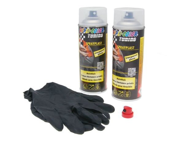 Set di vernice peel-off Dupli-Color Sprayplast trasparente lucido 2 x 400 ml
