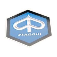 Emblem " Piaggio " zum Kleben 6-eckig 42mm glatt für Kaskade für Piaggio Ape, Vespa Gl, Rally